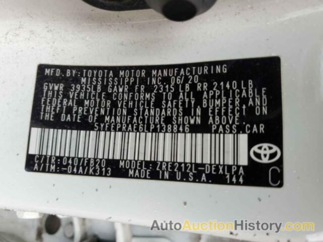 TOYOTA COROLLA LE, 5YFEPRAE6LP138846