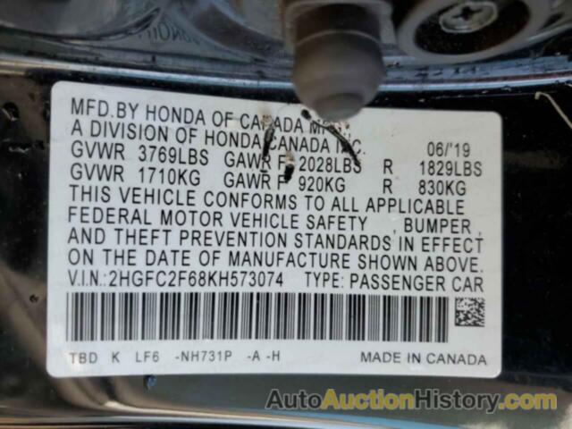 HONDA CIVIC LX, 2HGFC2F68KH573074