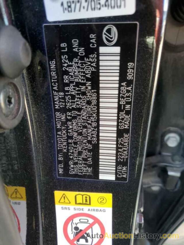 LEXUS ES350 350, 58ABZ1B15KU018861