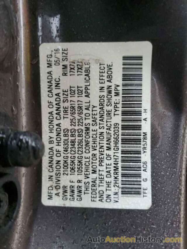 HONDA CRV EXL, 2HKRM4H71GH662039