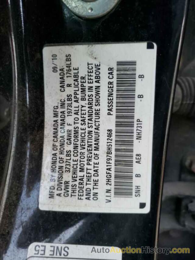 HONDA CIVIC EXL, 2HGFA1F97BH512468