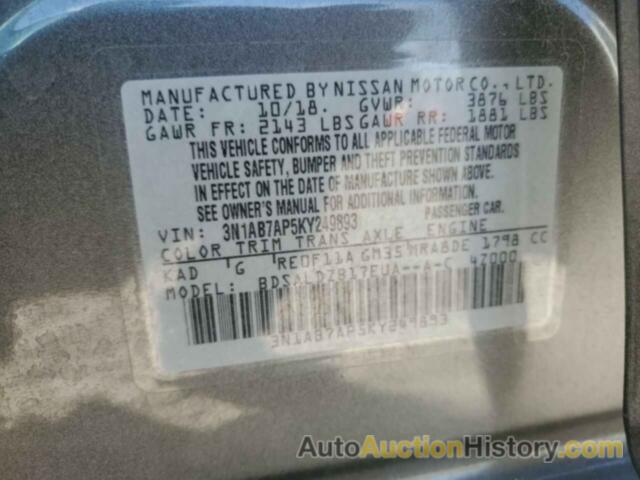 NISSAN SENTRA S, 3N1AB7AP5KY249893