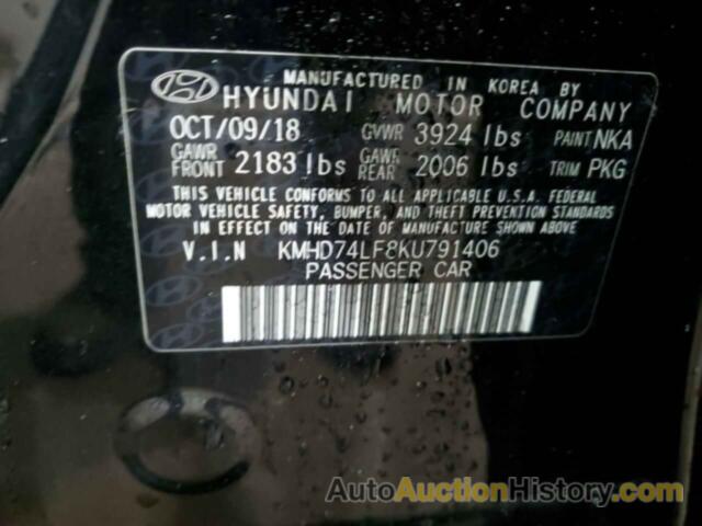 HYUNDAI ELANTRA SE, KMHD74LF8KU791406