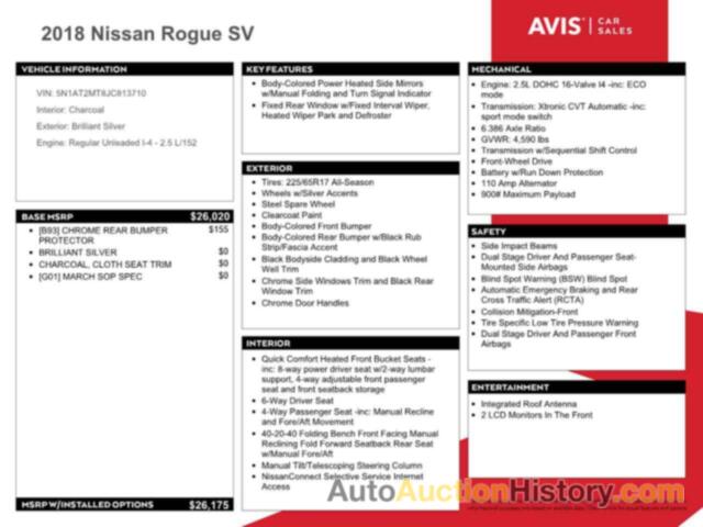 NISSAN ROGUE S, 5N1AT2MT8JC813710