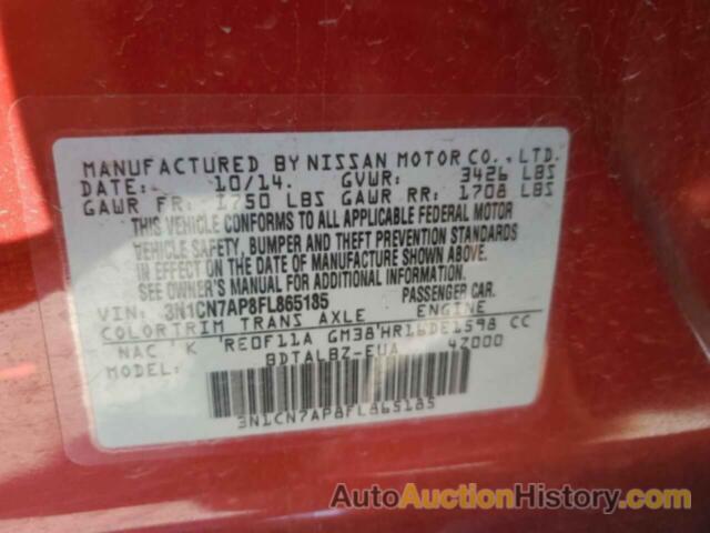 NISSAN VERSA S, 3N1CN7AP8FL865185