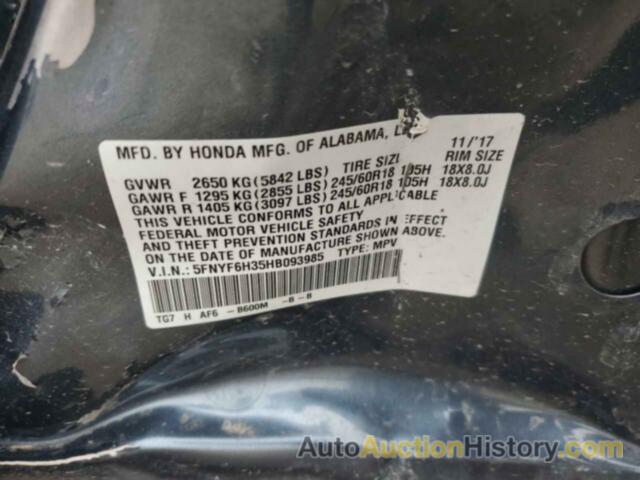 HONDA PILOT EX, 5FNYF6H35HB093985