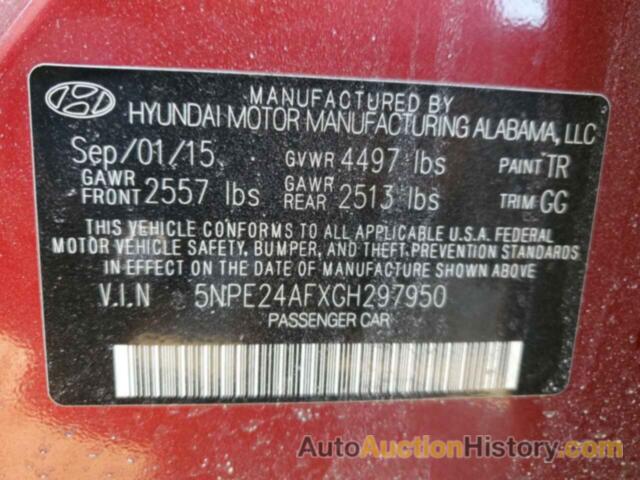 HYUNDAI SONATA SE, 5NPE24AFXGH297950