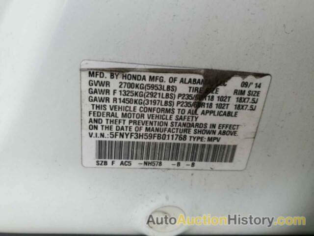 HONDA PILOT EXL, 5FNYF3H59FB011768