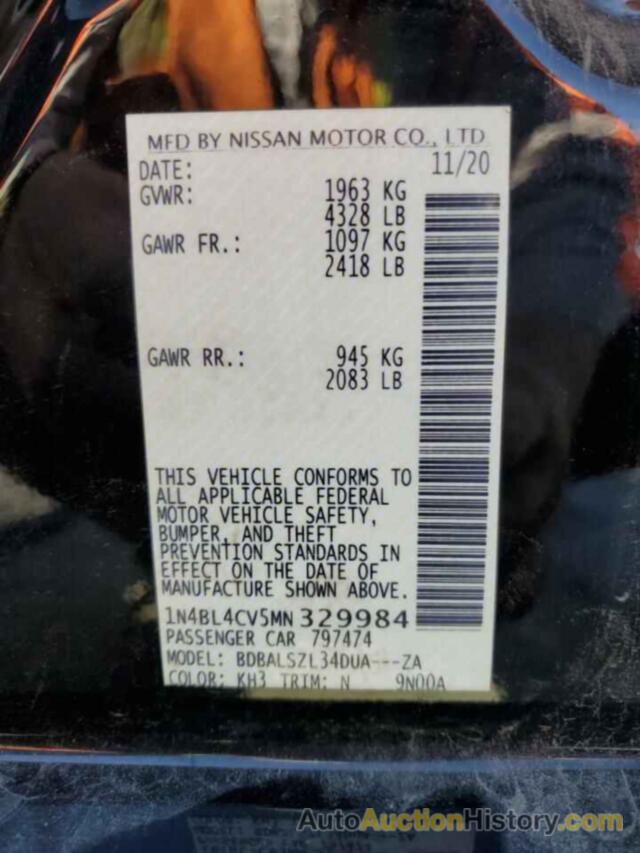 NISSAN ALTIMA SR, 1N4BL4CV5MN329984