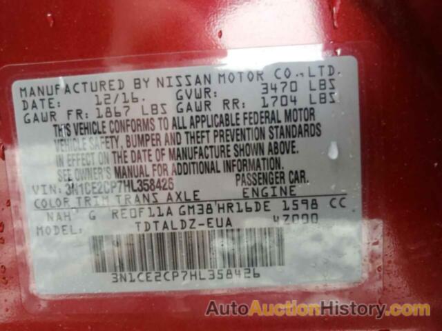 NISSAN VERSA S, 3N1CE2CP7HL358426