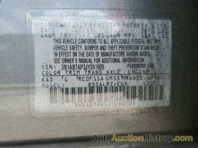 NISSAN SENTRA S, 3N1AB7AP3JY241905