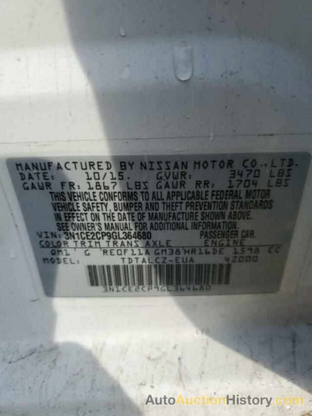 NISSAN VERSA S, 3N1CE2CP9GL364680