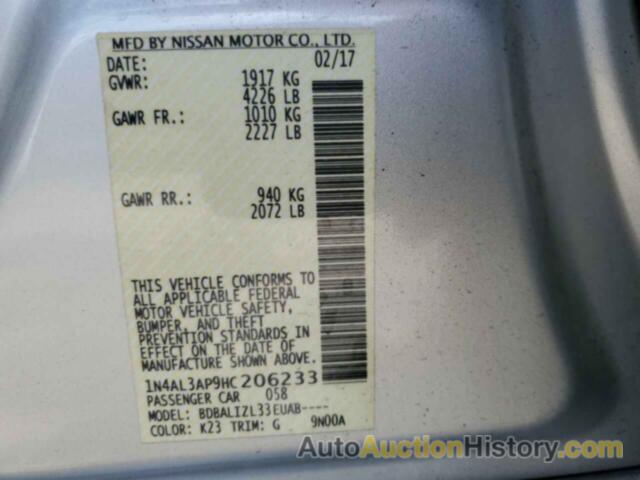 NISSAN ALTIMA 2.5, 1N4AL3AP9HC206233