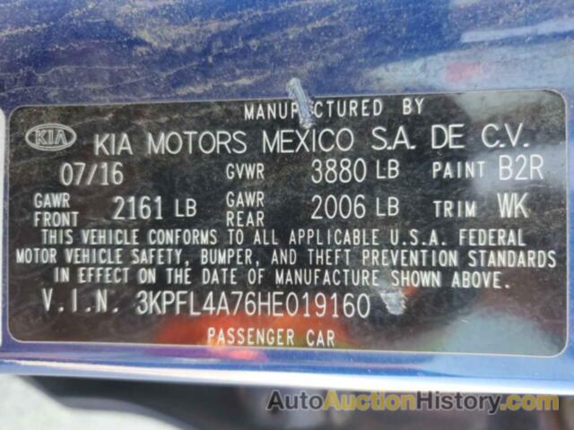 KIA FORTE LX, 3KPFL4A76HE019160