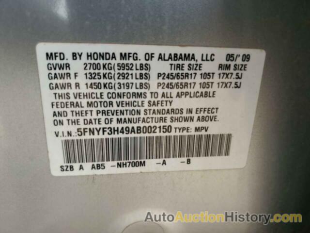 HONDA PILOT EX, 5FNYF3H49AB002150