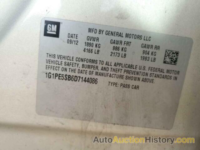 CHEVROLET CRUZE LT, 1G1PE5SB6D7144086