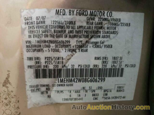 MERCURY SABLE PREMIER, 1MEHM42W08G606299