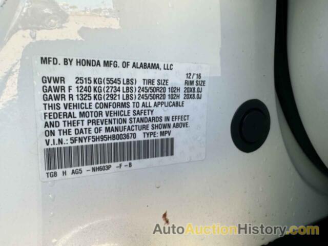 HONDA PILOT TOURING, 5FNYF5H95HB003670