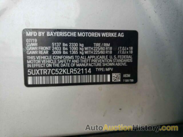 BMW X3 SDRIVE30I, 5UXTR7C52KLR52114