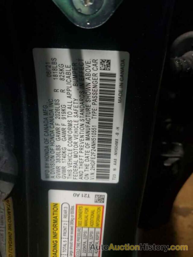 HONDA CIVIC LX, 2HGFE2F24NH510551