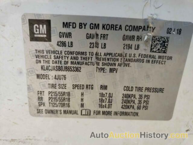 BUICK ENCORE PREFERRED, KL4CJASB0JB653362