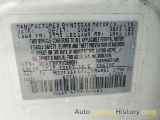 NISSAN SENTRA S, 3N1AB7AP7HY268681