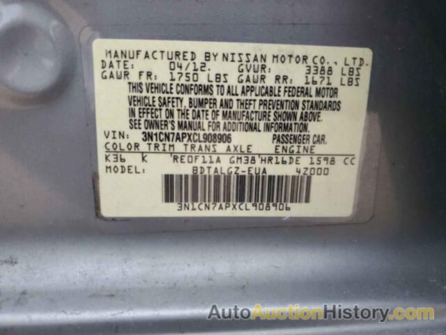 NISSAN VERSA S, 3N1CN7APXCL908906