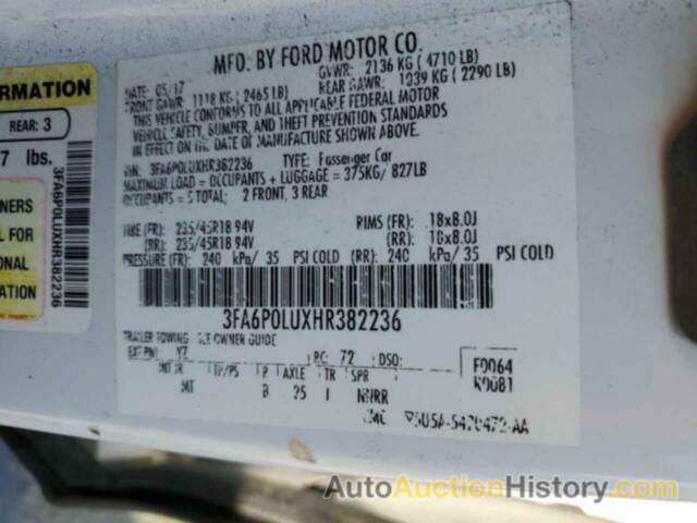 FORD FUSION SE HYBRID, 3FA6P0LUXHR382236