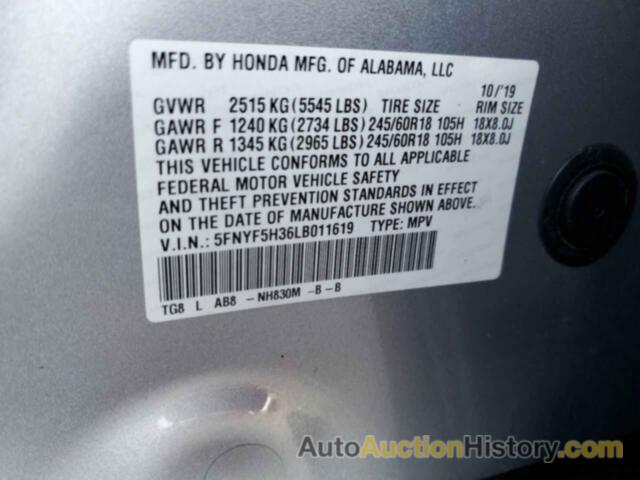 HONDA PILOT EX, 5FNYF5H36LB011619