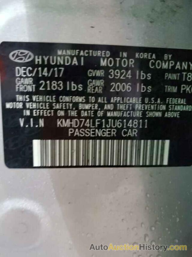 HYUNDAI ELANTRA SE, KMHD74LF1JU614811