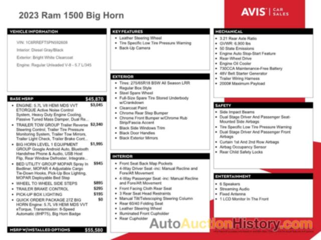 RAM 1500 BIG HORN/LONE STAR, 1C6RREFT5PN592608