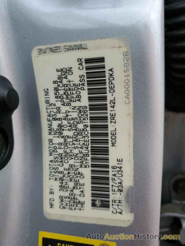 TOYOTA COROLLA BASE, 5YFBU4EE3CP015269