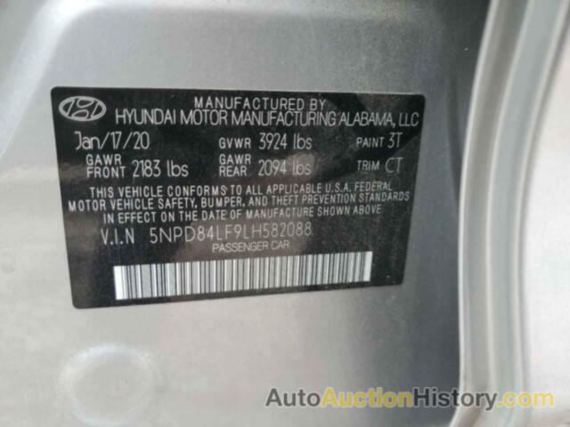 HYUNDAI ELANTRA SEL, 5NPD84LF9LH582088