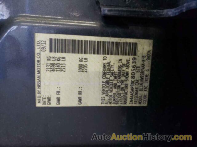 NISSAN MAXIMA S, 1N4AA5AP3DC805639