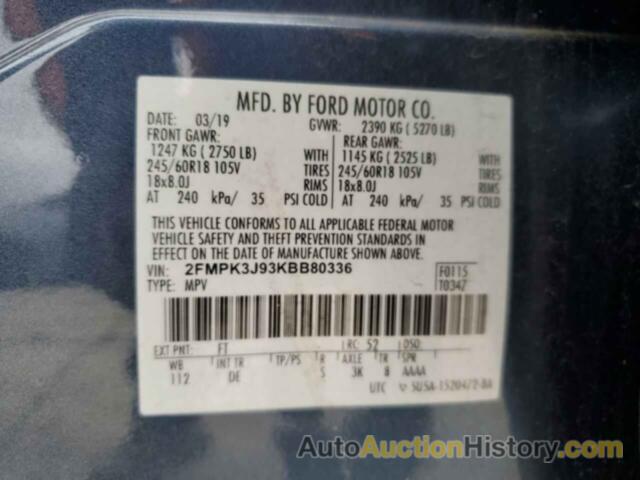 FORD EDGE SEL, 2FMPK3J93KBB80336