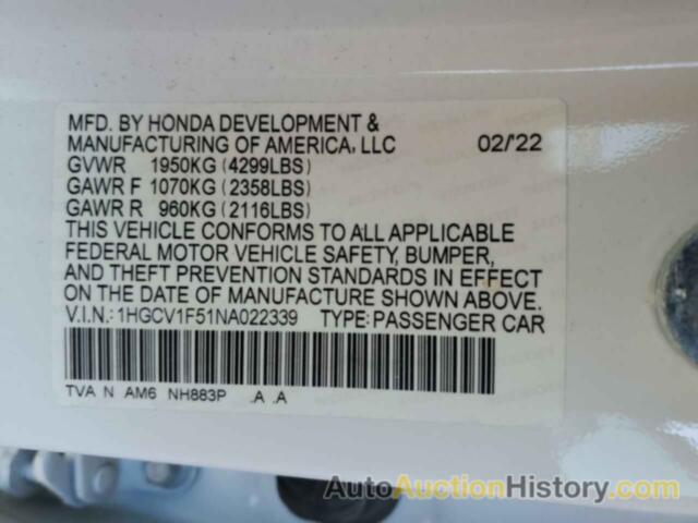 HONDA ACCORD EXL, 1HGCV1F51NA022339