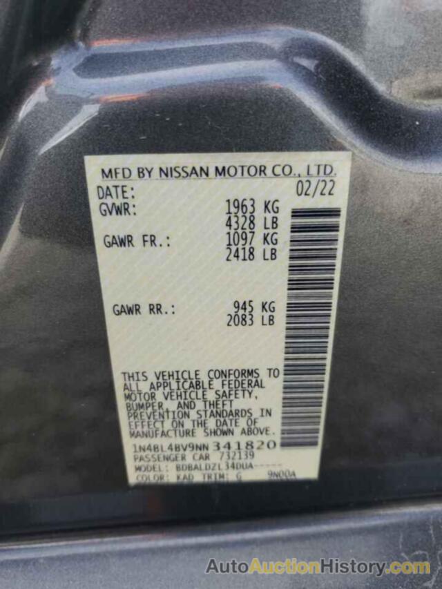 NISSAN ALTIMA S, 1N4BL4BV9NN341820