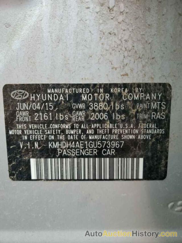 HYUNDAI ELANTRA SE, KMHDH4AE1GU573967