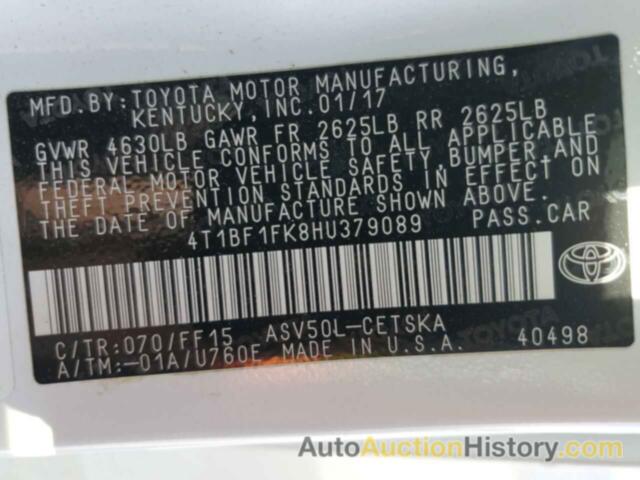 TOYOTA CAMRY LE, 4T1BF1FK8HU379089