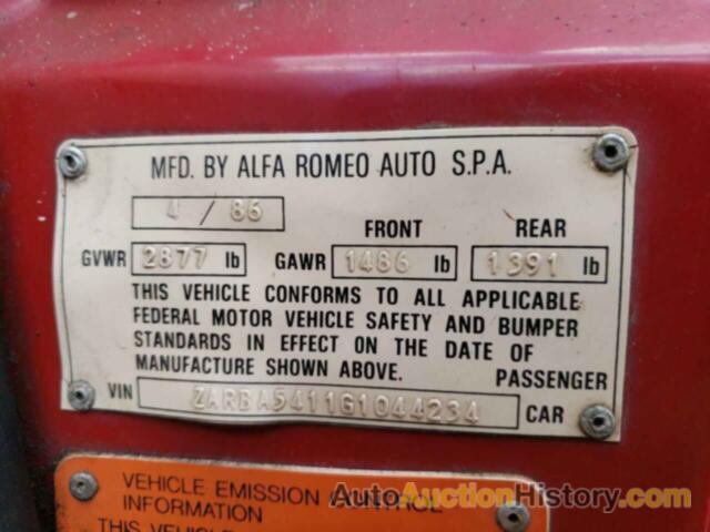 ALFA ROMEO ALL MODELS 2000 SPIDER, ZARBA5411G1044234