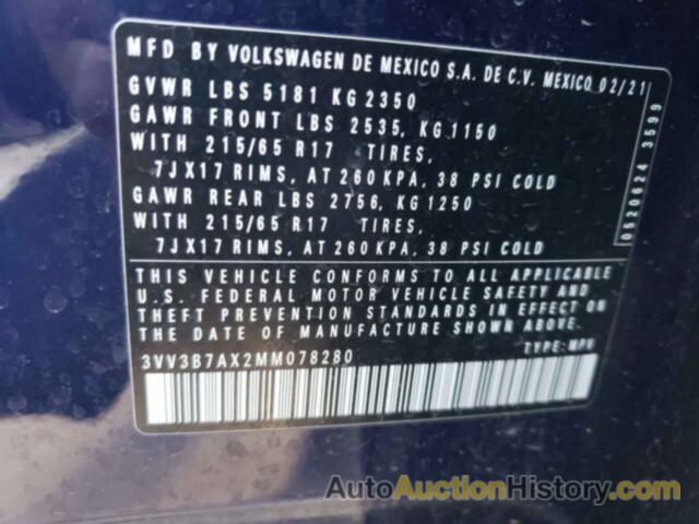 VOLKSWAGEN TIGUAN SE, 3VV3B7AX2MM078280