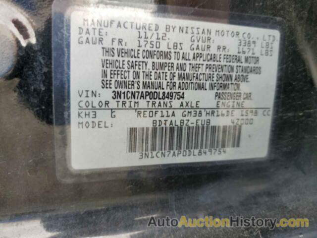 NISSAN VERSA S, 3N1CN7AP0DL849754