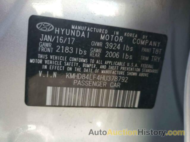 HYUNDAI ELANTRA SE, KMHD84LF4HU378792