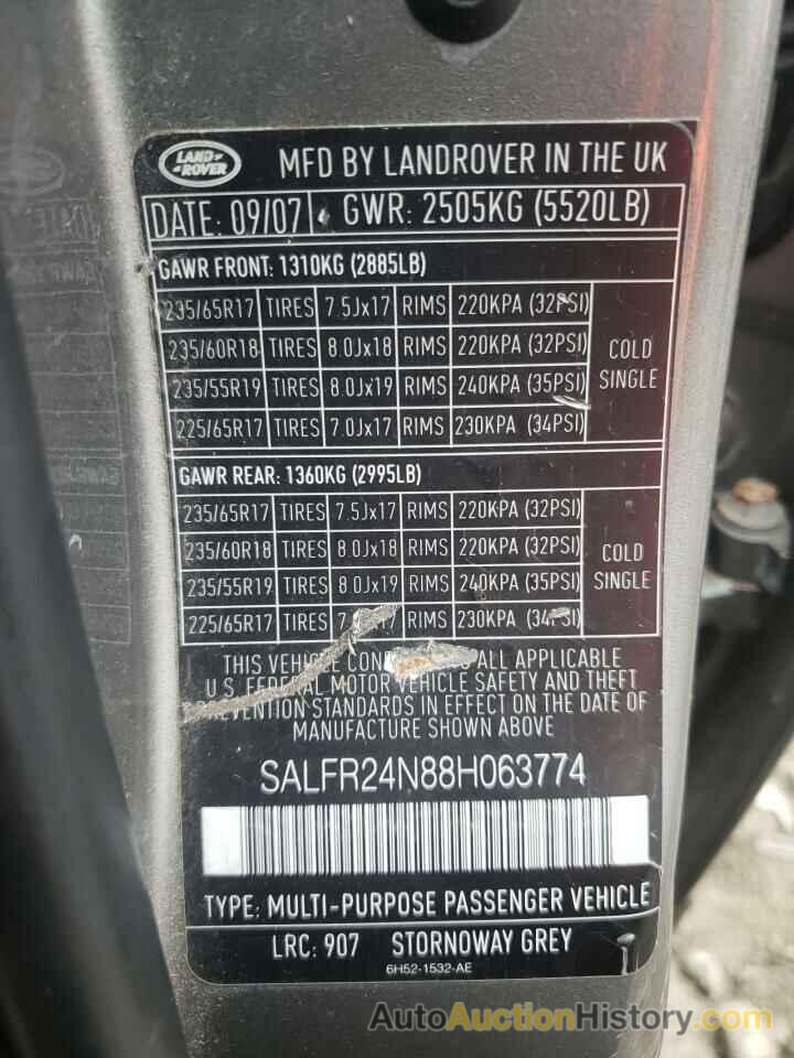 LAND ROVER LR2 HSE, SALFR24N88H063774