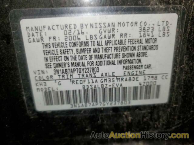 NISSAN SENTRA S, 3N1AB7AP7GY237803