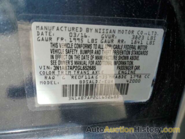 NISSAN SENTRA S, 3N1AB7AP2GL652685