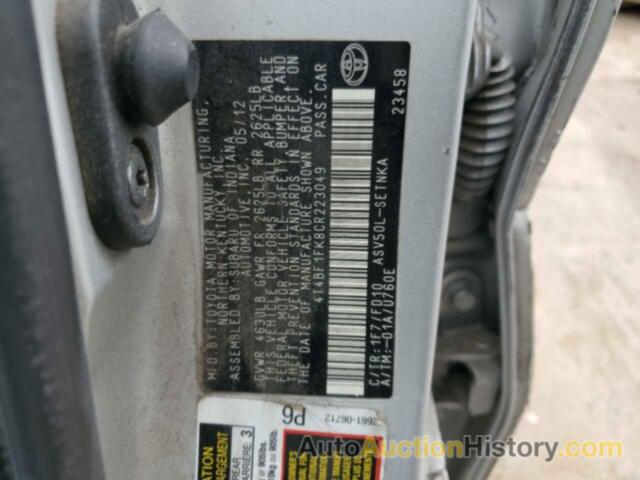 TOYOTA CAMRY BASE, 4T4BF1FK8CR223049