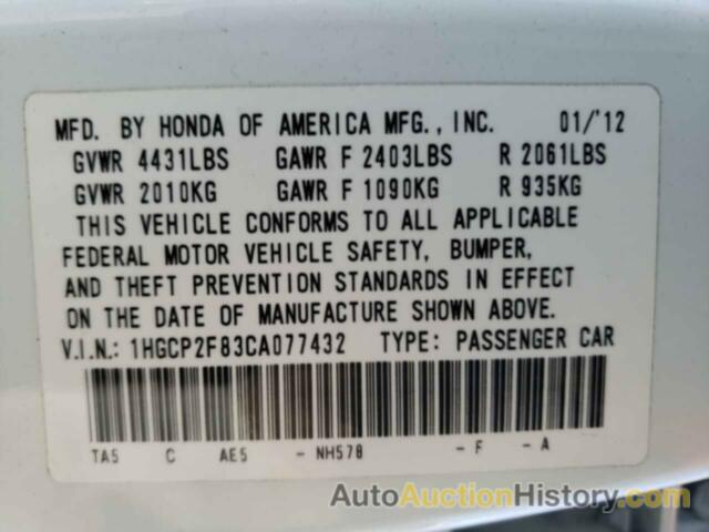 HONDA ACCORD EXL, 1HGCP2F83CA077432