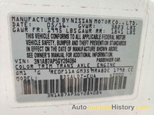 NISSAN SENTRA S, 3N1AB7AP5GY284084