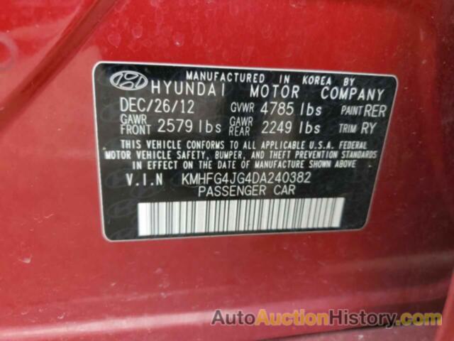 HYUNDAI AZERA, KMHFG4JG4DA240382